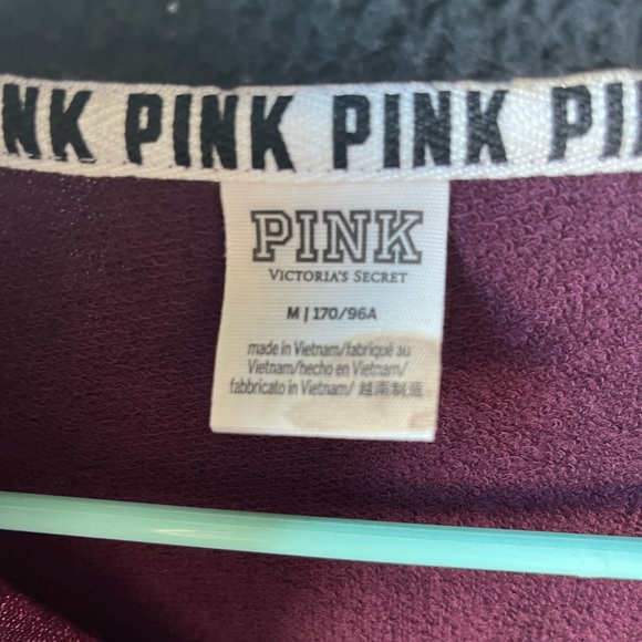 PINK Victoria's Secret Maroon Half-Zip Pullover with Gold Dog Accent - Picture 2 of 2